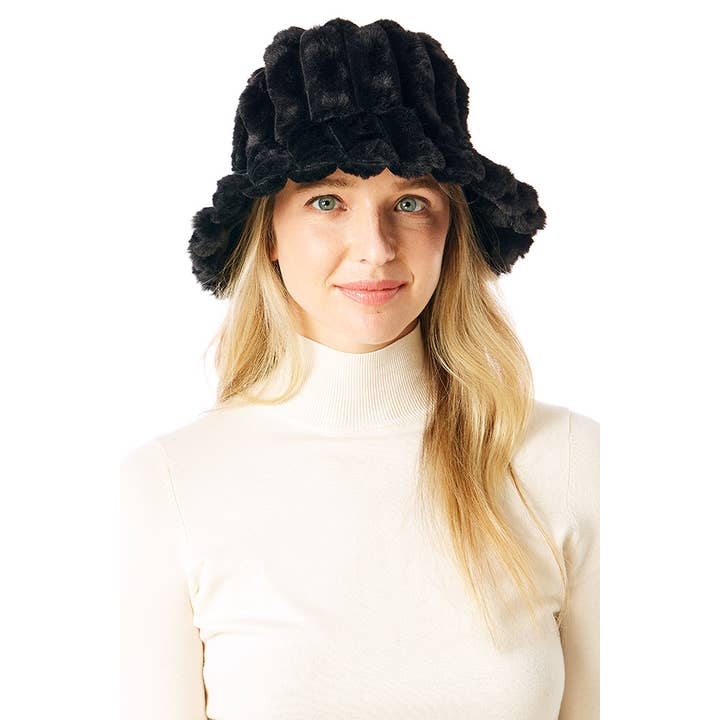 Hana - Wholesale Bucket Hat - Women's - Solid Soft Faux Fur Bucket Hat13