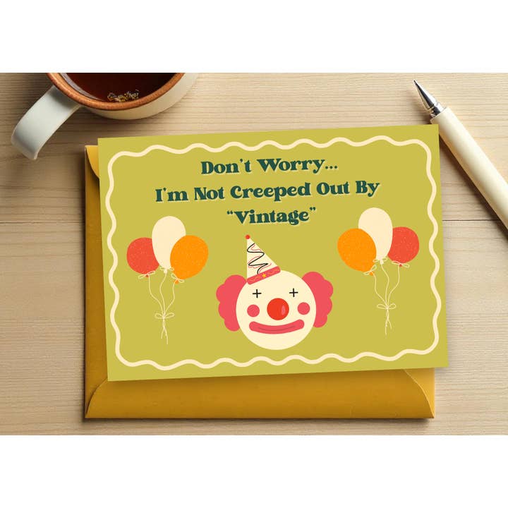 Not Creeped Out By Vintage Handmade Greeting Card for wholesale by Midnight Dahlia Studio