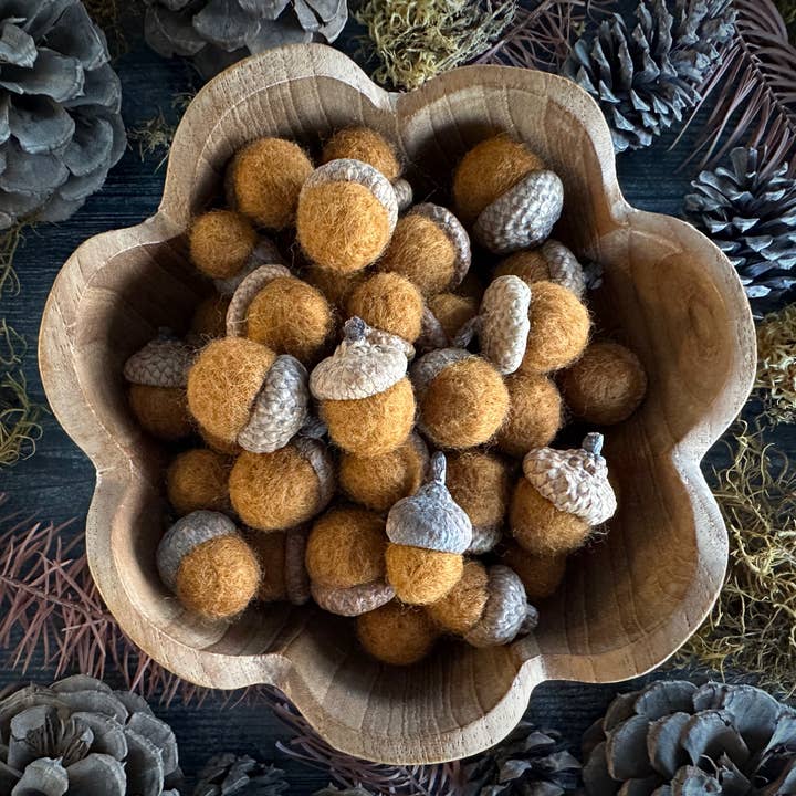 House of Moss - Wholesale Decorative Tabletop Object - Wool Acorn | Felted Wool Mini Decor | 11 Colors6