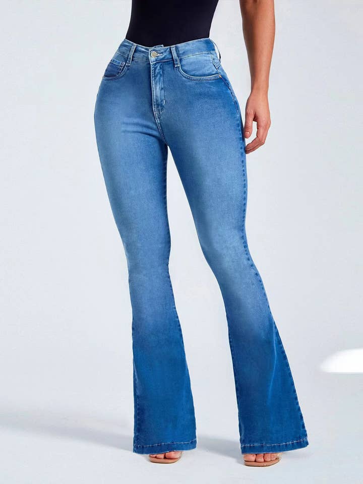 High Waist Slim Stretch Flare Jeans for wholesale by HIDDENBRAND