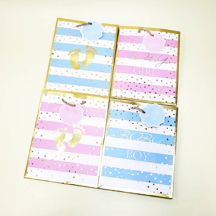 Assorted Color Gold Dot Baby Shower Gift Bag for wholesale on Faire
