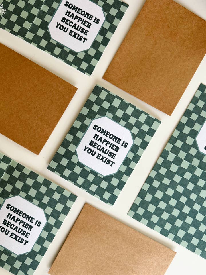 Happier Because You Exist Card for wholesale by kash co studio