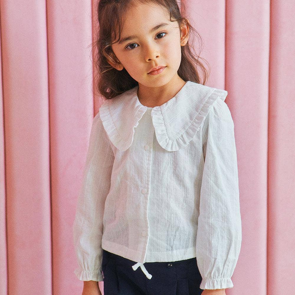 ToTo Heros - Wholesale Button Down Shirt - Kids - Reese Wide Collar Cropped Blouse1