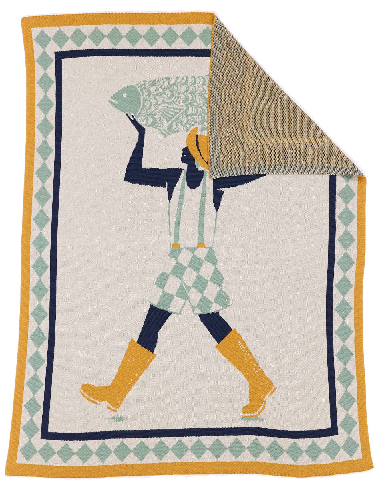 Biquette - Vendita all'ingrosso Plaid - Un Beau Poisson - Coperta da Lancio Lavorata a Maglia - Cotone - Prodotta negli USA8