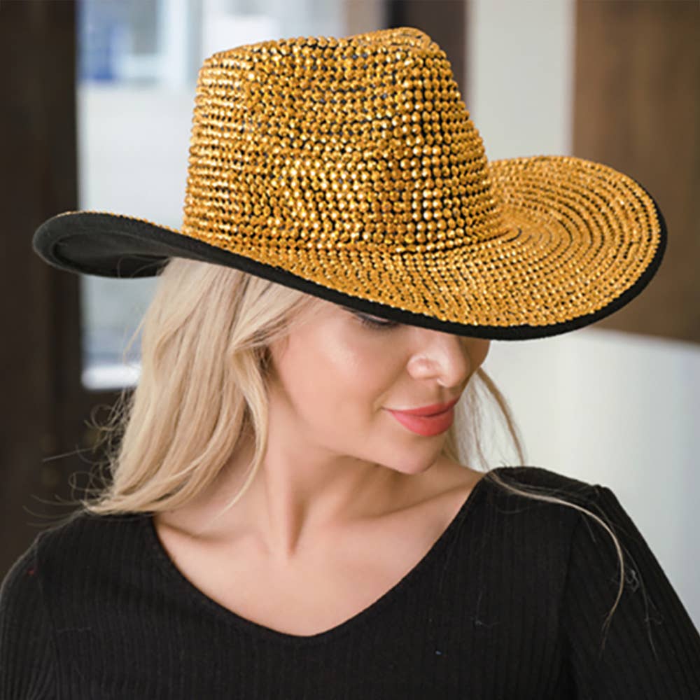 Sensibling Corp. – Engroshandel Bucket hat - Dame – Bling-besat western fedora hat1
