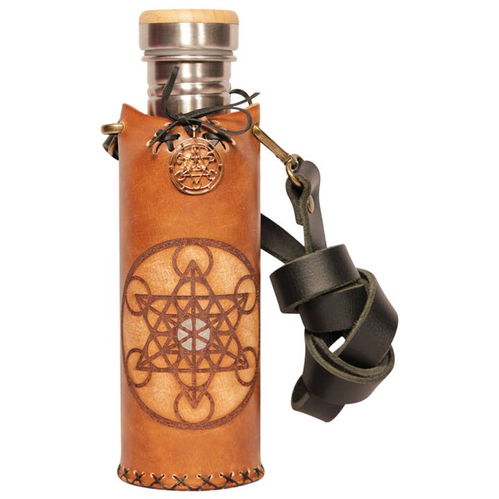 Timber Brown - Metatrons Cube - Deluxe Water Bottle Holder for wholesale by Vesica