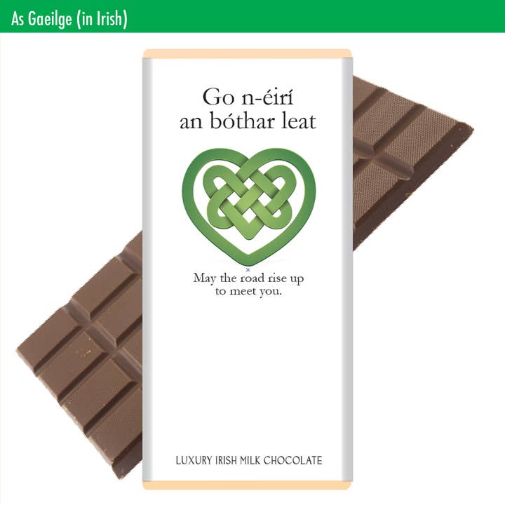 Sweet Living Kilkenny - Wholesale Chocolate Bar - Go n-éirí an bóthar leat.May the ... (Celtic heart design)