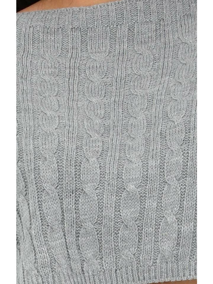 Femme Luxe – Großhandel Loungewear-Set – Damen – Grau gestricktes Loungewear-Set mit Zopfmuster - Robina4