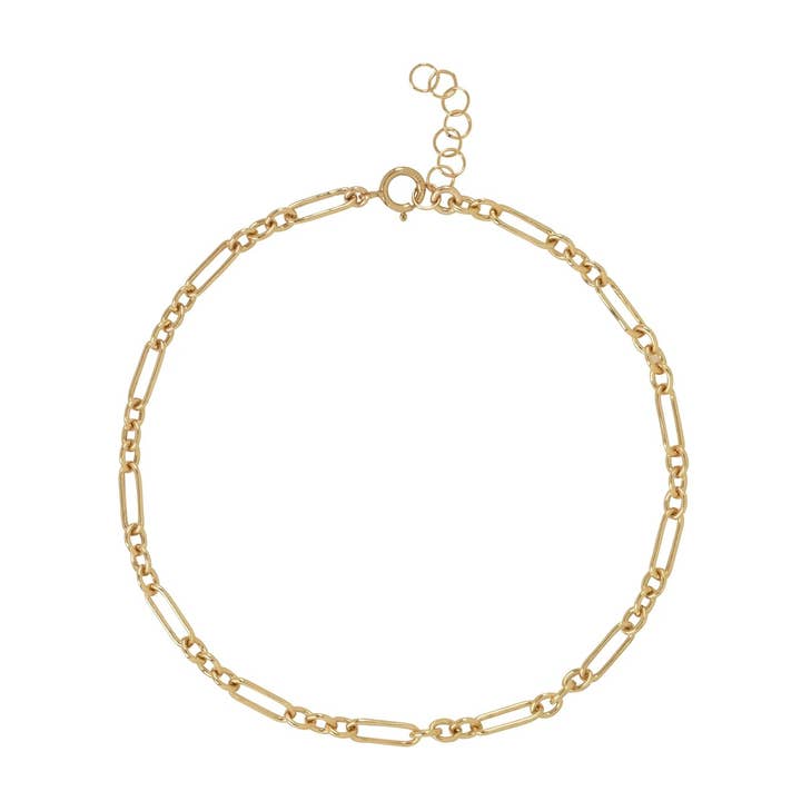 Elongated Oval & Round Link Chain Anklet for wholesale by Ofina Jewelry