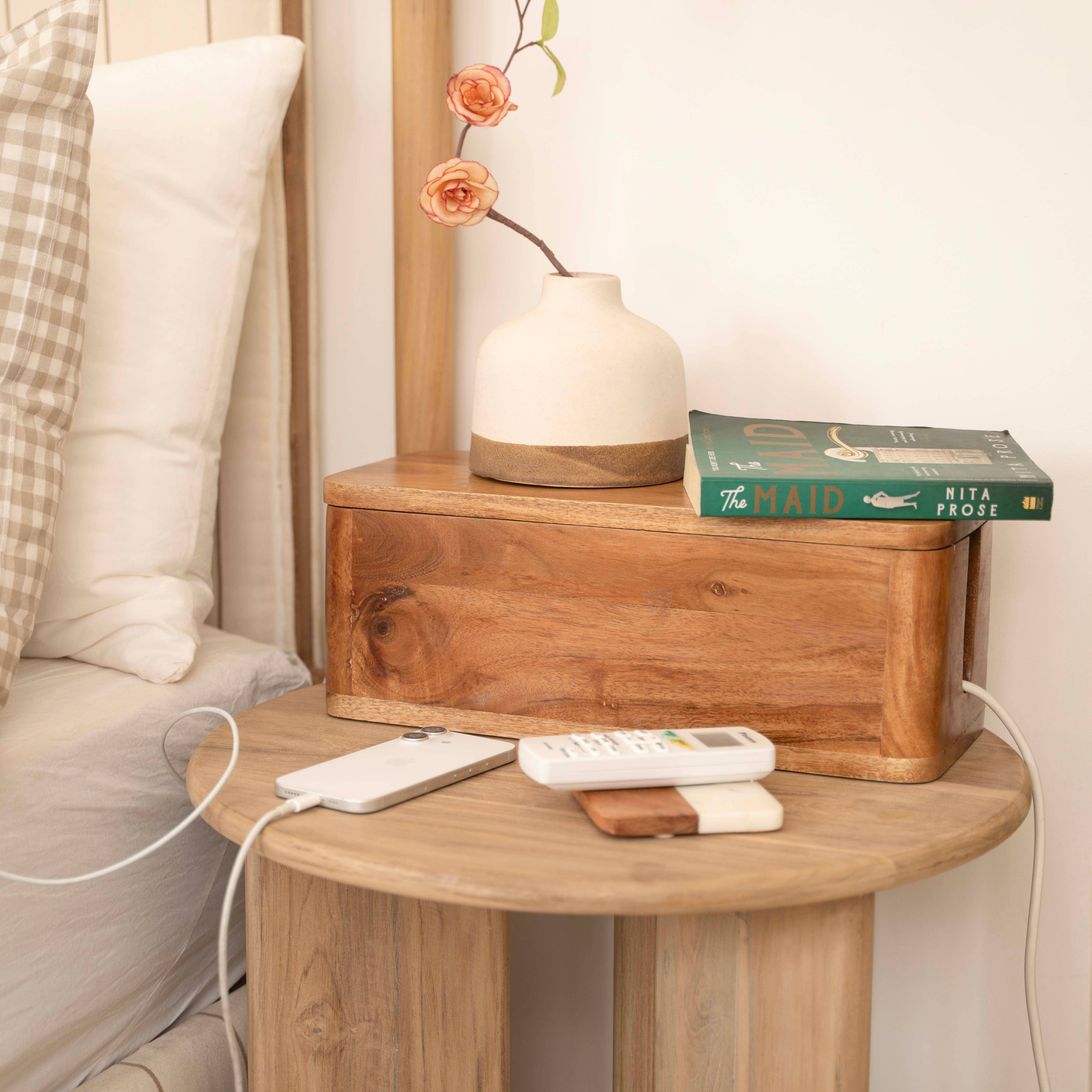 LuxeDesigns Co LLC – wholesale Desk organiser – Large Cable Management and Power Strip Box - Acacia Wood7