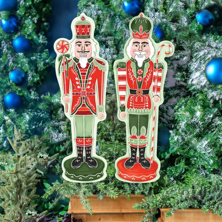 Songbird Grove Collection - Wholesale Garden/Lawn Stake - Red Candy Cane Nutcracker Yard Art Set