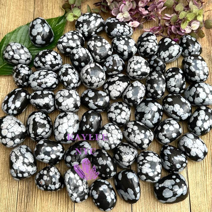 2 Lbs Natural Snowflake Obsidian Tumble Healing Energy for wholesale by KayleeNYC