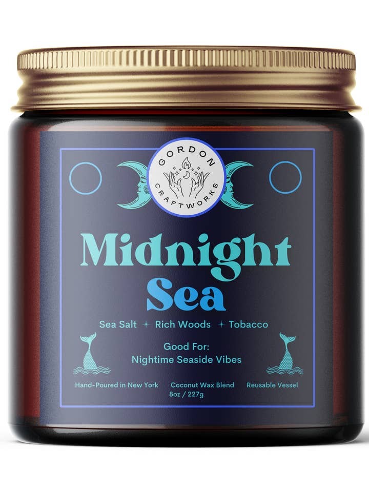 Midnight Sea Candle for wholesale by Gordon Craftworks
