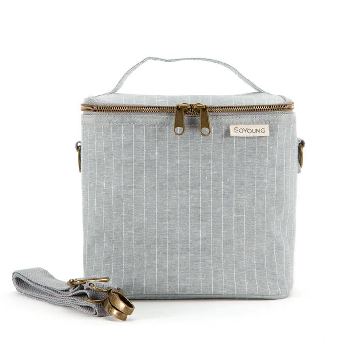 Pinstripe Heather Grey Petite Lunch Poche for wholesale by SoYoung