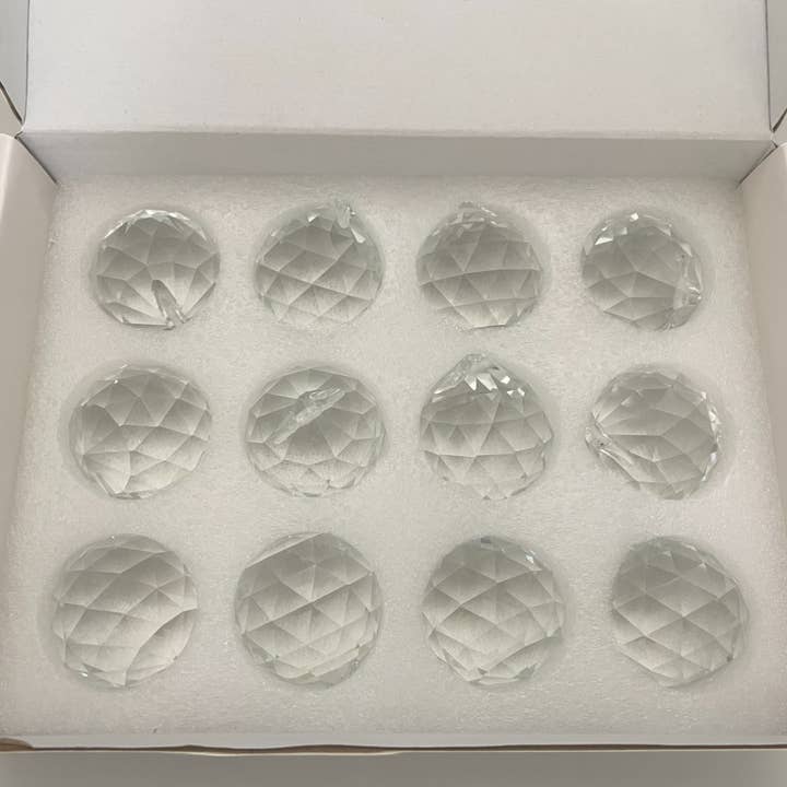 Decor N Beyond – wholesale Ornament – Box of 12 1.6" (40mm) Faceted Round Crystal Ball