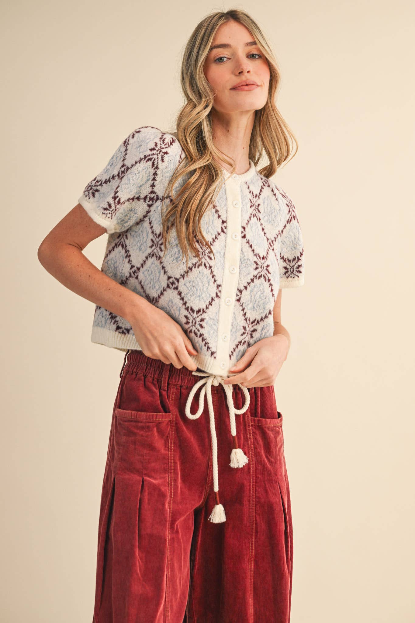 &MERCI - Wholesale Cardigan - Women's - FLORAL SHORT SLEEVE SWEATER CARDIGAN MSW112580