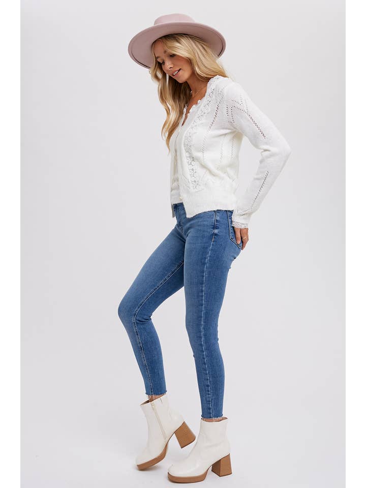 Bluivy - Wholesale Cardigan - Women's - LACE TRIMMED CARDIGAN