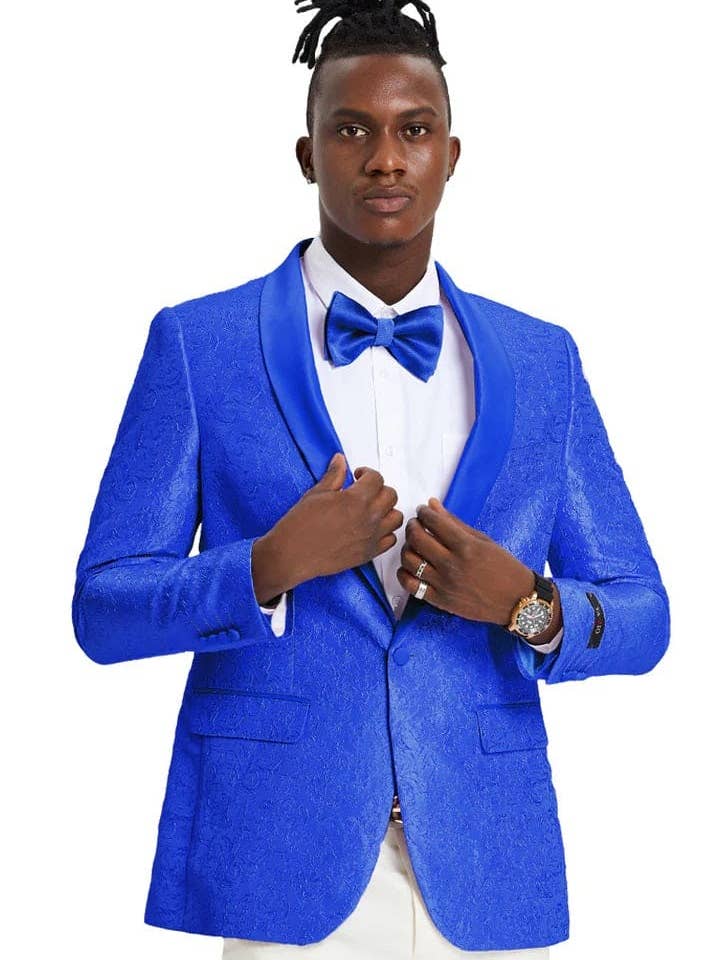 Chaqueta de esmoquin de cachemir en tono ceñido para bodas y bailes de graduación en azul real para hombre para venta al por mayor de Alberto Nardoni