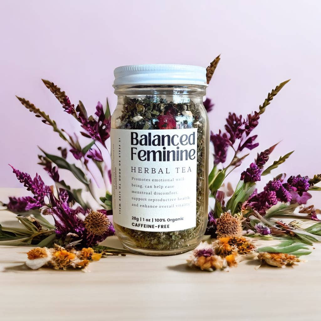 Daily Ritual Apothecary - Wholesale Loose Tea - Balanced Feminine Loose Leaf Herbal Tea | Glass Jar 3