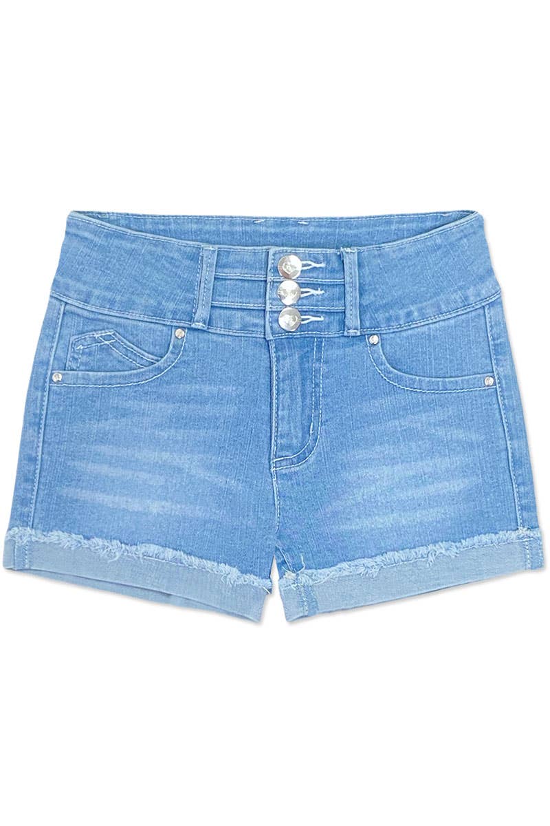 Cutie Patootie Clothing - Wholesale Shorts - Kids - GDS-22-89205B Girls Denim Shorts w/ 3 Buttons4