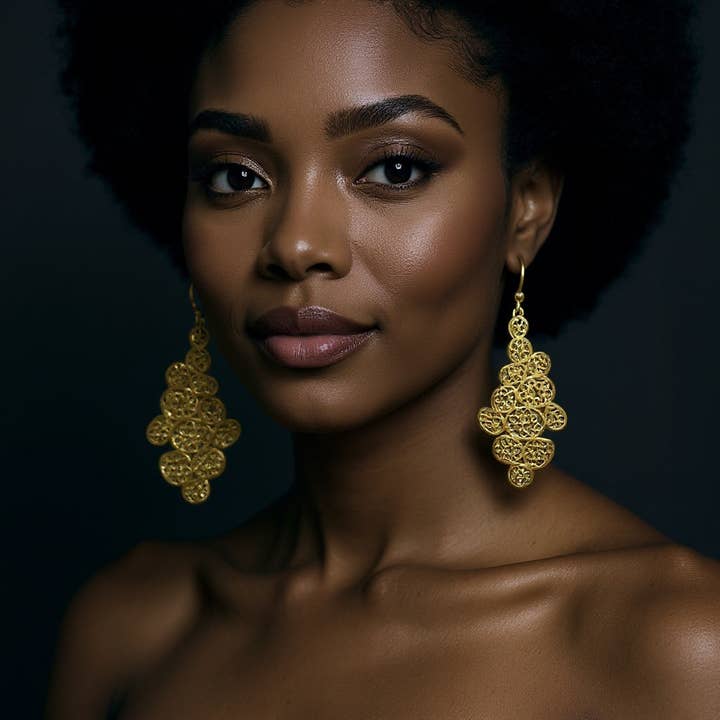 Arising Passing – Vintage-Filigran-Ohrringe (Gold) für den Großhandel von INNERPLANE