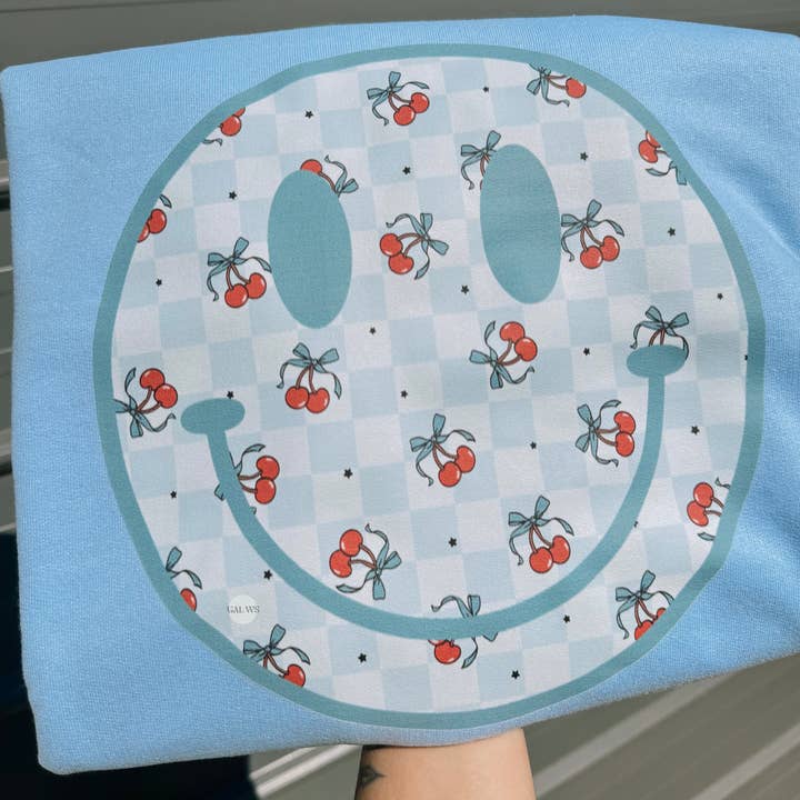 Checker & cherry face tee or sweatshirt for wholesale by Gunpowder and lace wholesale