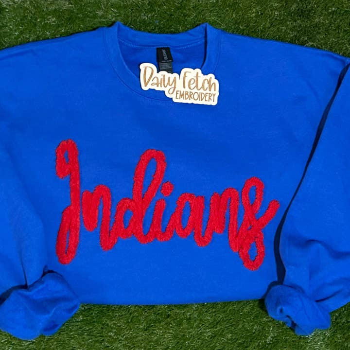 Indians Yarn Embroidered Sweatshirt for wholesale by Daily Fetch KC