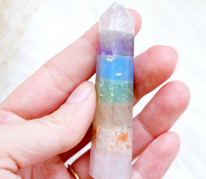 Goddess Provisions - Wholesale Spiritual Stone/Crystal - Pastel Rainbow Chakra Wand - crystal, obelisk, altar tool4