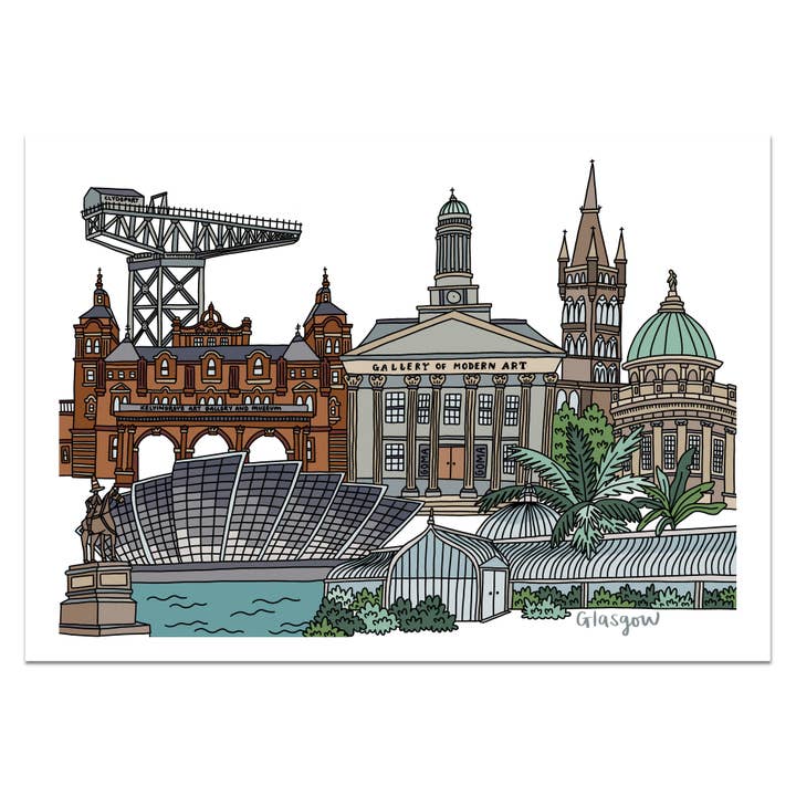 Glasgow Landmarks Print for wholesale by Victoria Rose Ball