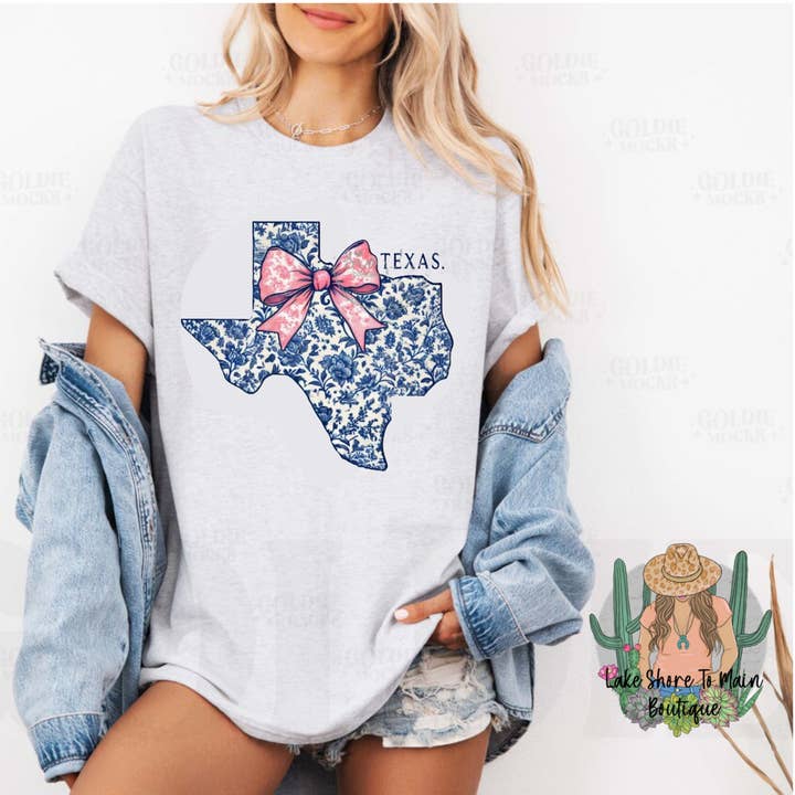 Texas-T-Shirt - Blumenmuster - Bluebonnets - Süßes Texas-Shirt für den Großhandel von Lake Shore To Main