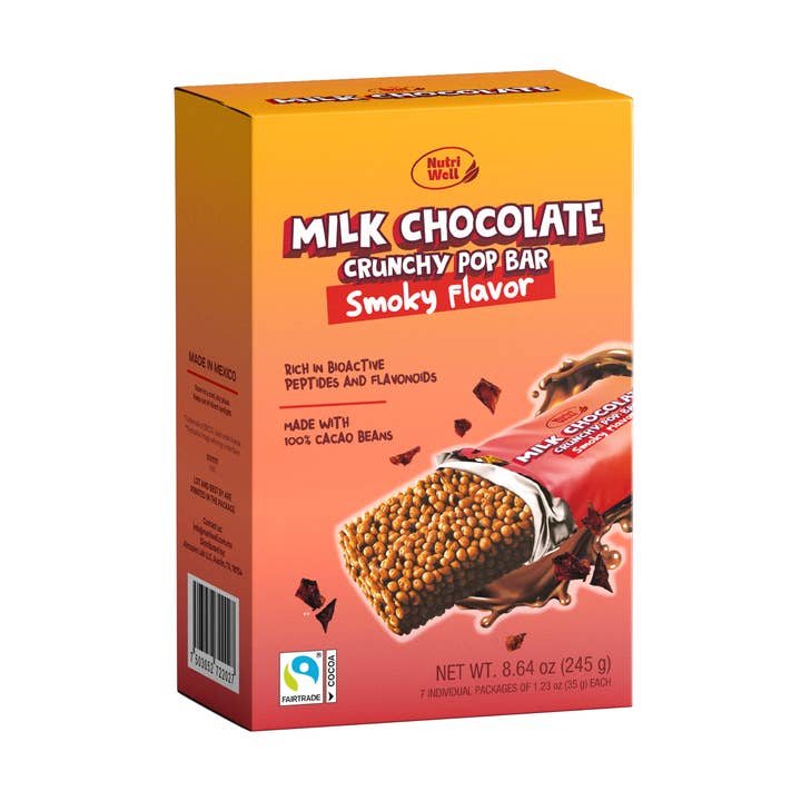 Milk Chocolate Crunchy Pop Bar 5 boxes (7 Bars) | Nutriwell for wholesale by Almazen