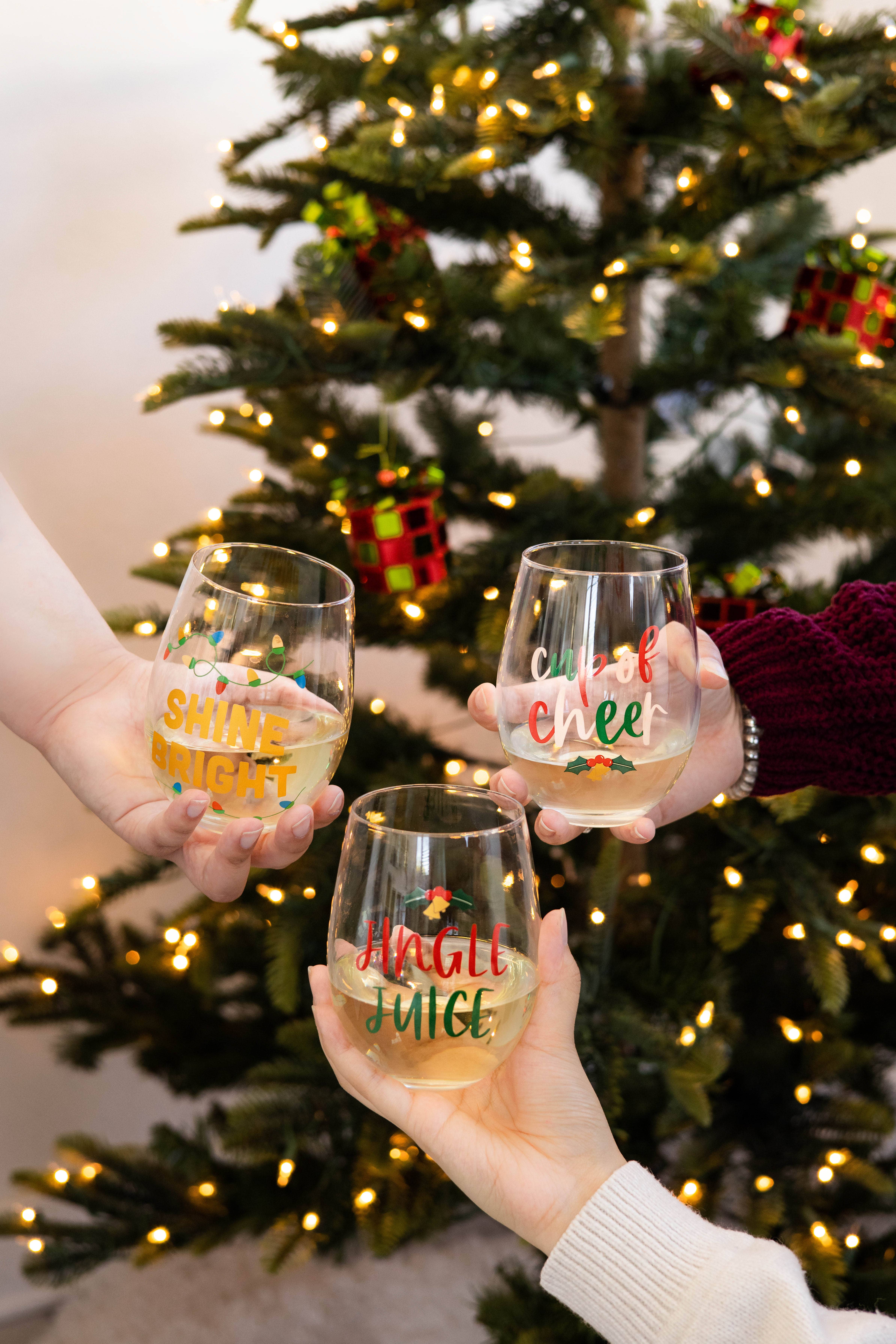 Pearhead - Wholesale Wine Glass - Festive Cup of Cheer Christmas Stemless Wine Glass4