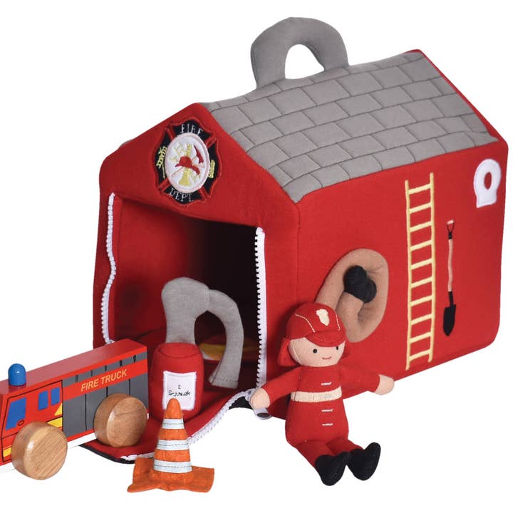 Fire Station with Hat & Accessories for wholesale by Tikiri Toys LLC