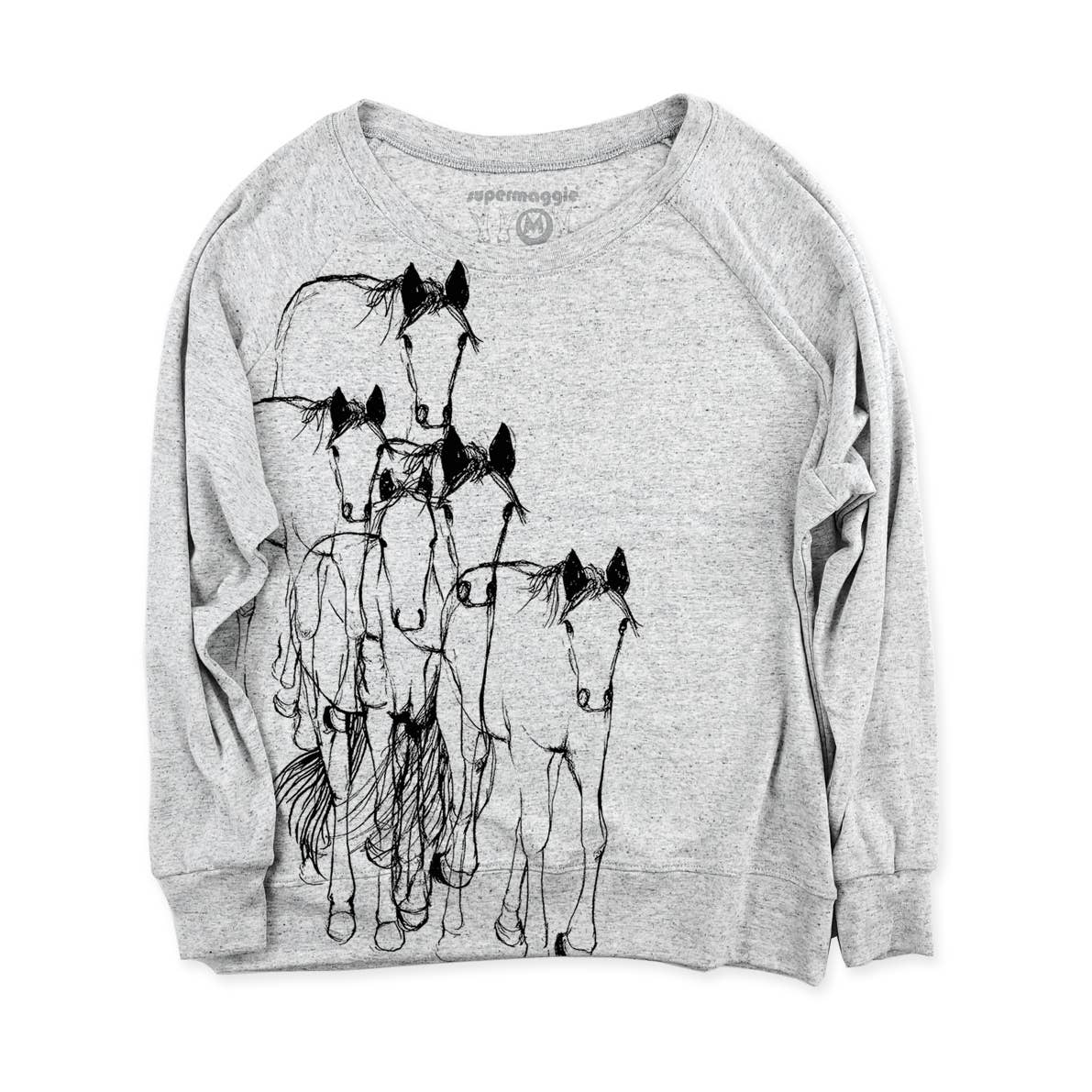 Supermaggie @ Faire - Wholesale Graphic Sweatshirt - Women's - Horses Pia Tri Blend Pullover4