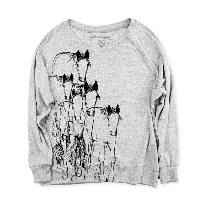 Supermaggie @ Faire - Wholesale Graphic Sweatshirt - Women's - Horses Pia Tri Blend Pullover4
