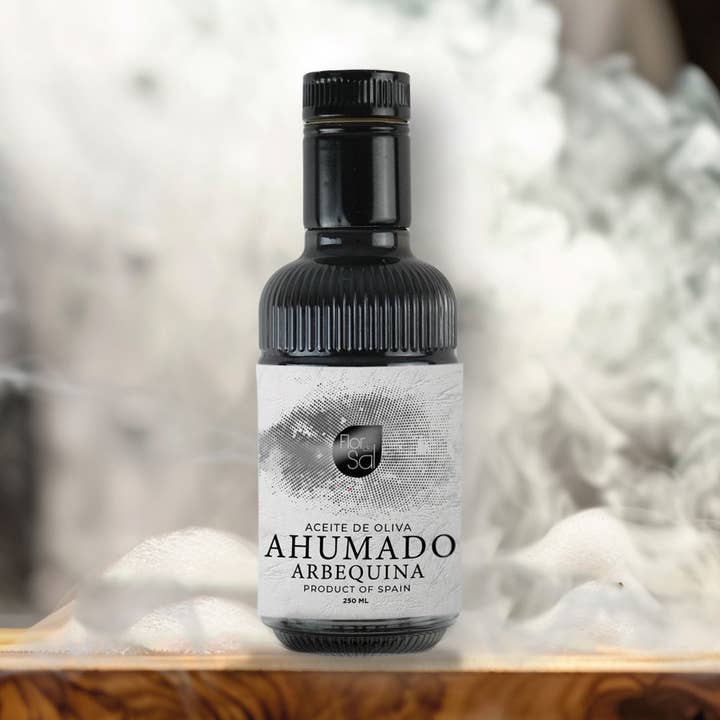 SMOKED ARBEQUINA OIL "FLOR DE SAL" 250ML for wholesale by Flor de sal