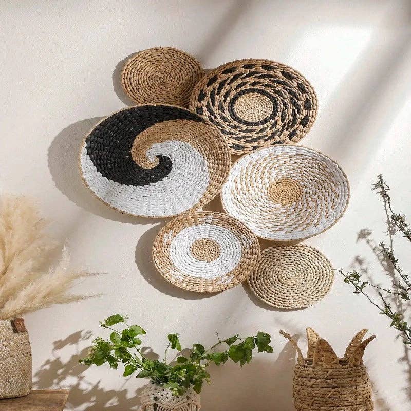 Kiyo Home - Wholesale Dimensionele/3D-muurkunst - Boho Decoratieve Geweven Wandmanden | Rotan Wanddecoratie0