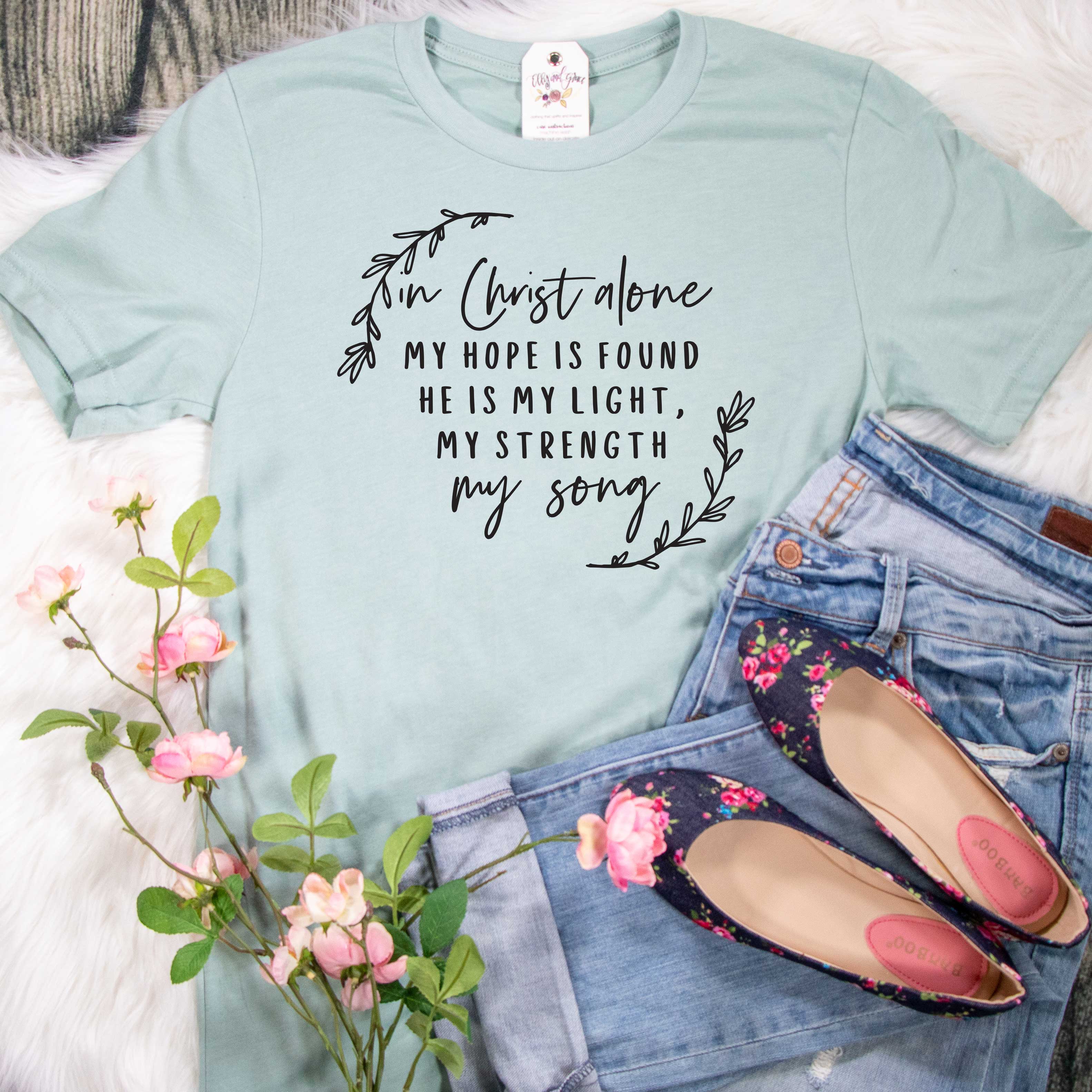EllyandGrace - Wholesale Screen Printed T-Shirt - Women's - In Christ Alone Unisex Shirt0