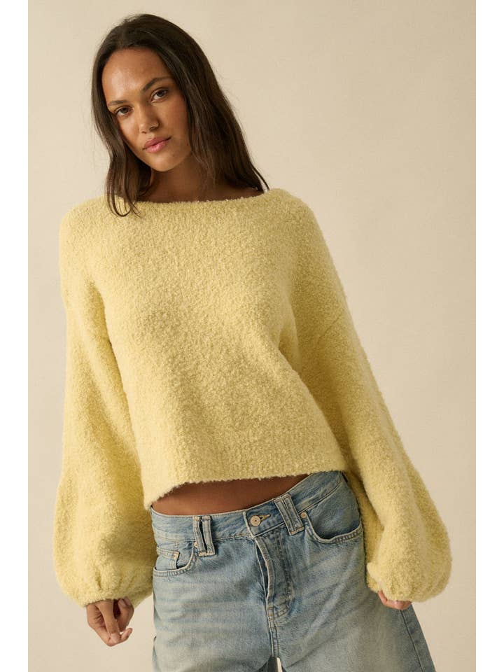 Promesa USA - Wholesale Knitted jumper – Women′s - Textured Knit Bubble-Sleeve Sweater6