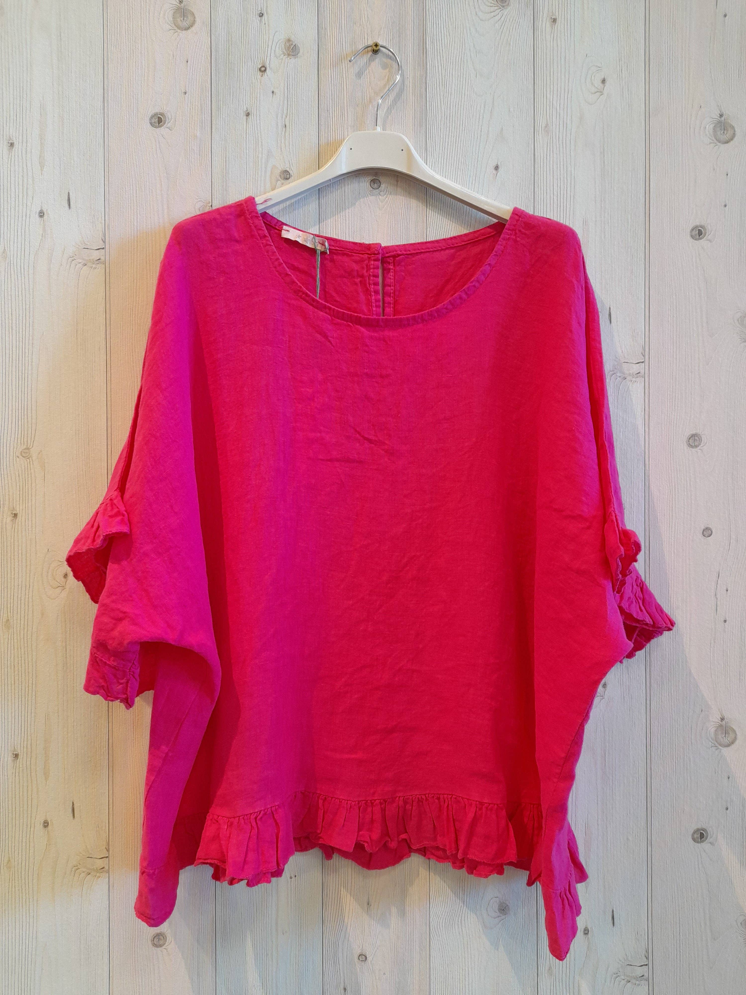 Linen & More - Vente Chemisier – femme - Blouse à volants 100 % lin - réf 107407