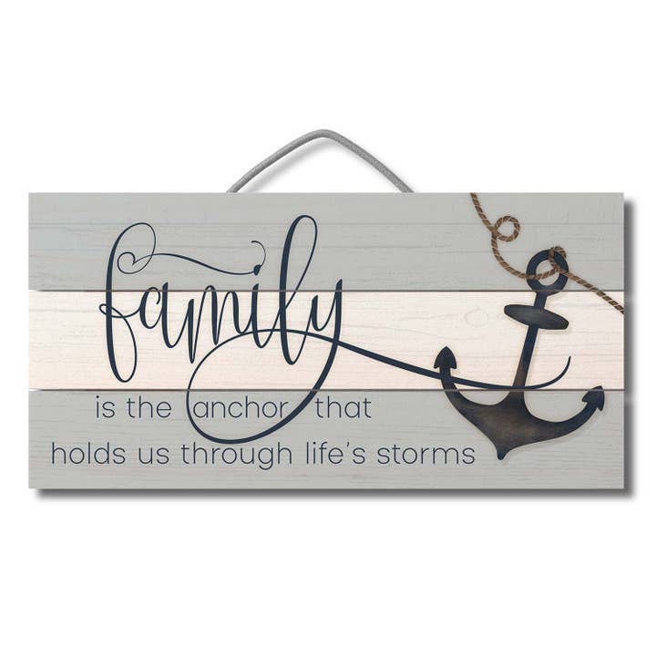 Cartel de madera decorativo Family is the Anchor de 12 pulgadas x 6 pulgadas para venta al por mayor de CounterArt/Highland Home/Thirstystone/CoasterStone