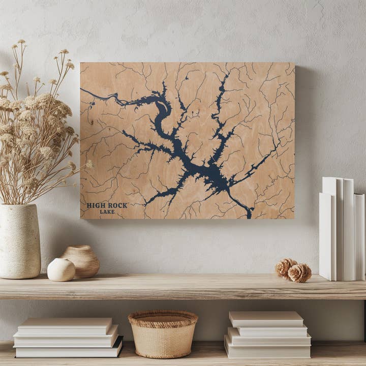 High Rock Lake North Carolina Custom Lake Map for wholesale by Benoit's Design Co.