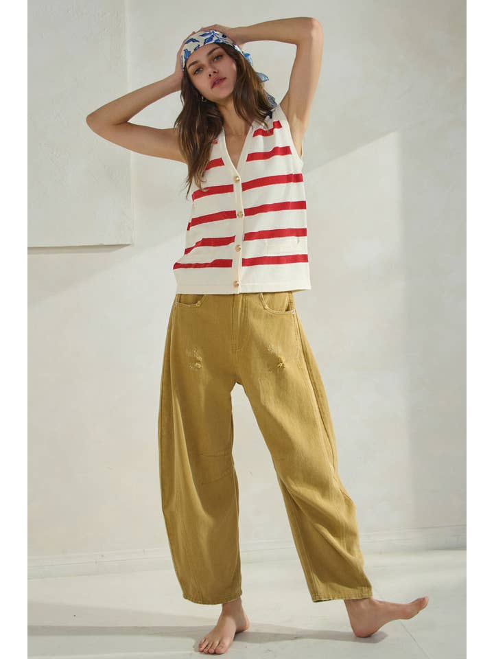 Oddi – Engroshandel Strikvest/slipover – Kvinder – Plus Sailor-kollektion Stribet Sweater Vest3