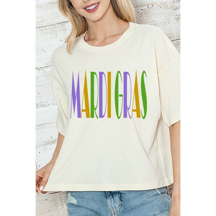 2&moon - Wholesale T-Shirt (Graphic) - Women's - MARDI GRAS Graphic Croip Tee