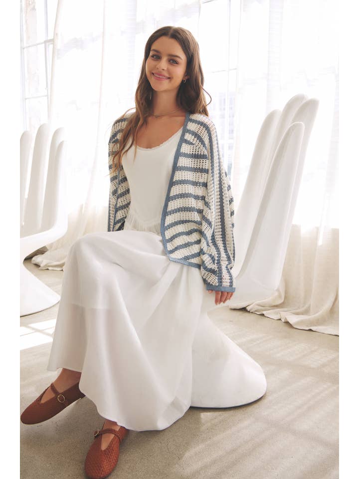 DENIM DOLMAN SLEEVE SWEATER CARDIGAN for wholesale on Faire
