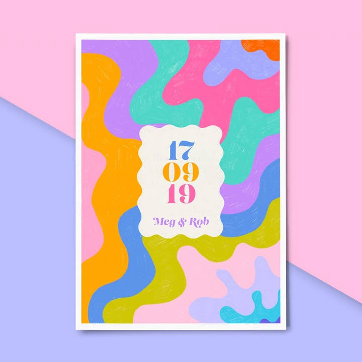 Personalised Wavy Date Print for wholesale by Meg Garrod Art