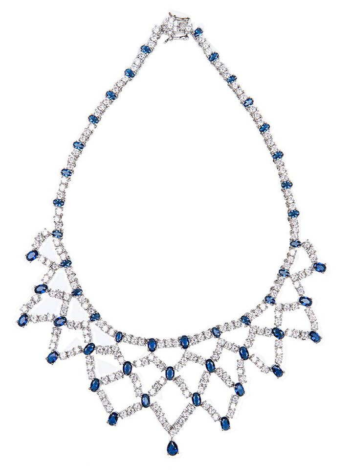 Collar con babero de zafiro azul para venta al por mayor de CZ by Kenneth Jay Lane