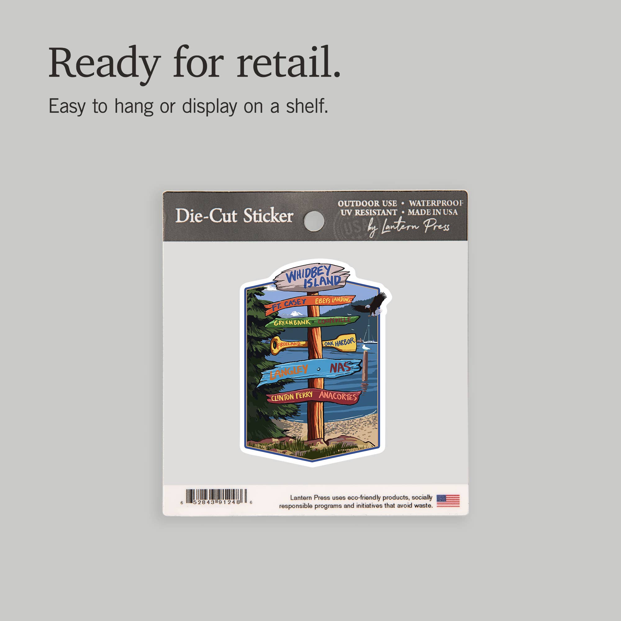 Lantern Press - Wholesale Sticker - STICKER Whidbey Island, Washington, Destination Signpost6