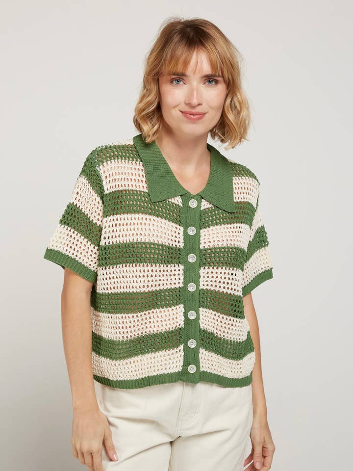 VITO - Camisola Polo às Riscas Malha Suave por atacado de Andy & Lucy