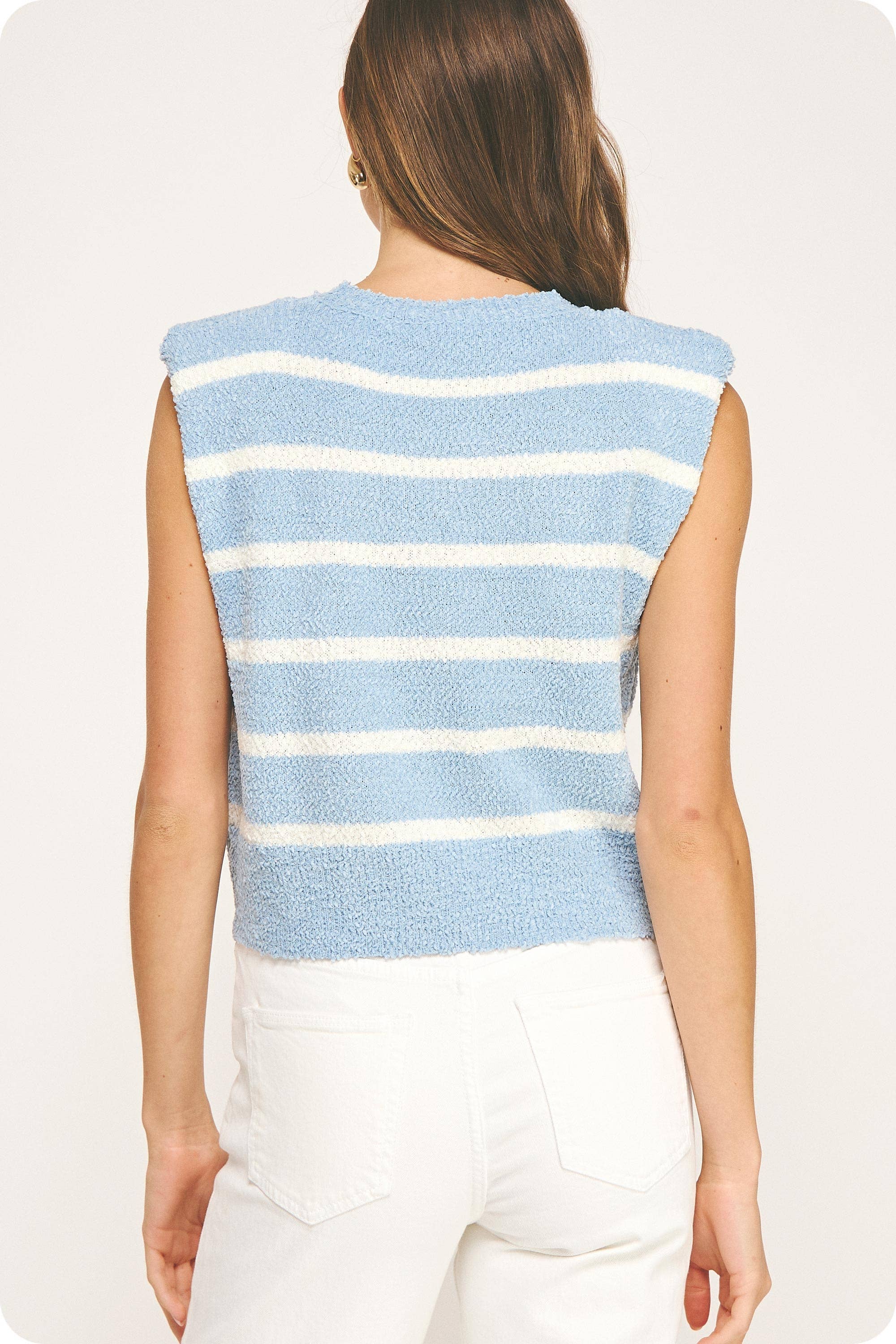 Strut & Bolt - Wholesale Tank Top - Women's - Shoulder Pad Sleeveless Textured Striped Knit Top33